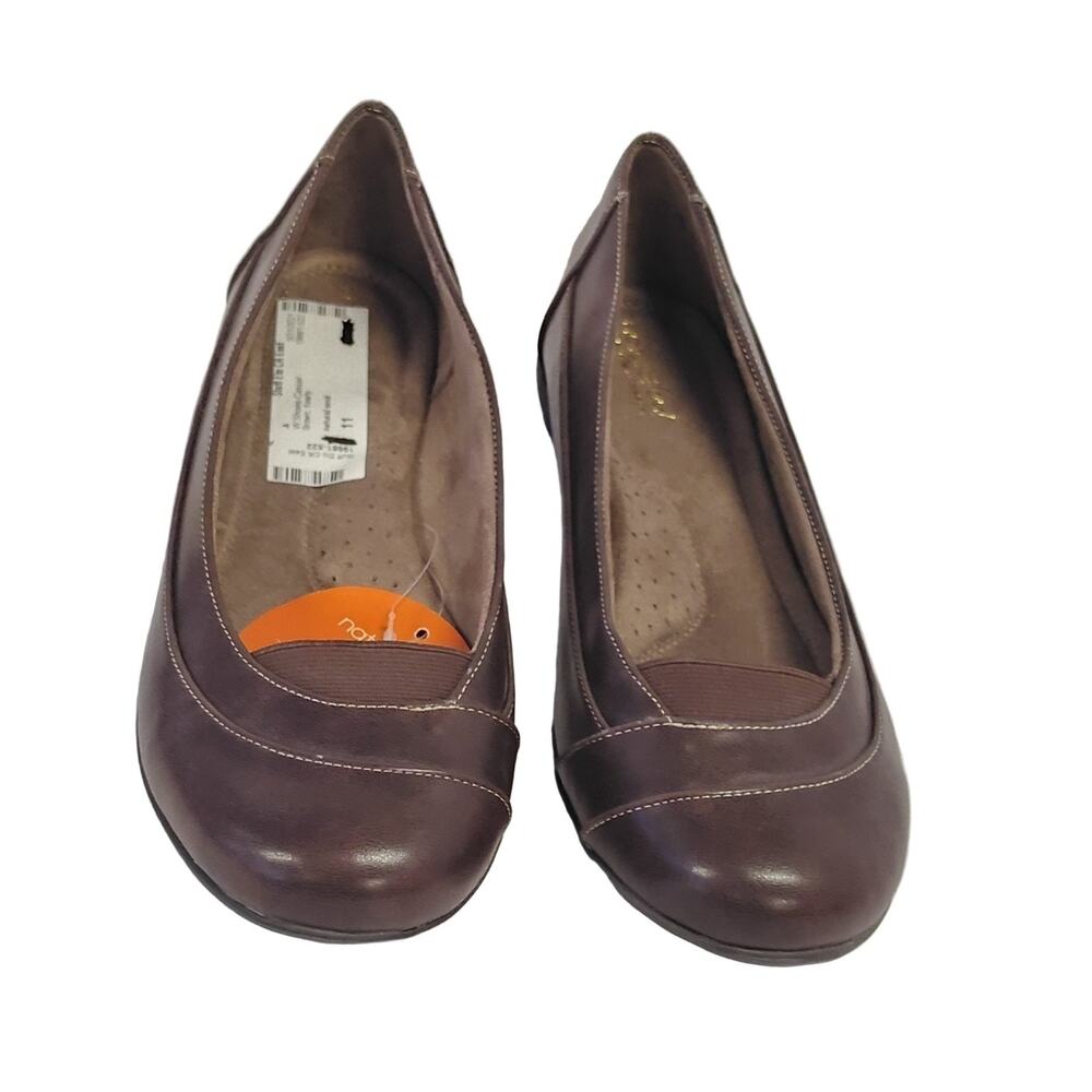 Natural Soul Casual Flats Loafers Wms 11M Brown Faux Leather All-Thru Comfort